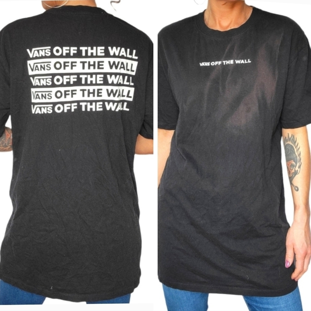 Vans of the Wall Cotton Shirt Size Small Black Bleached